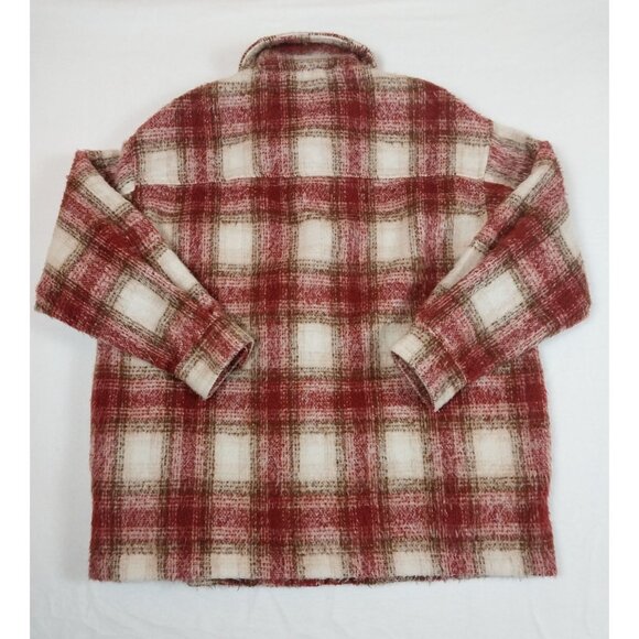 ZARA Shacket Womens Medium Red/Pink/Brown Checkered Overshirt - Picture 3 of 13